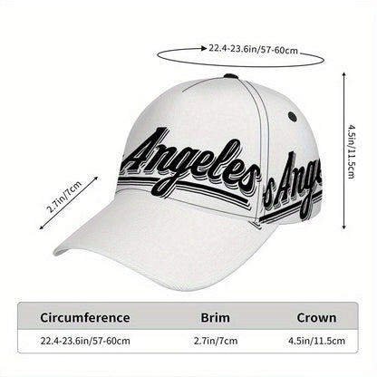 1pc 2D Los Angeles Lettering Print Baseball Cap - Adjustable Polyester Snapback Hat with Full-Body Vibrant Design, Ideal for Running, Sports & Streetwear.