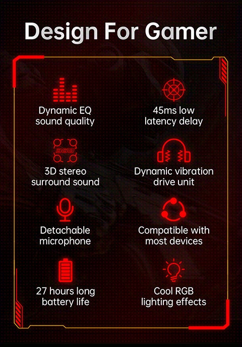 [Wireless Gaming Headset] UG-05 2.4GHz Wireless Gaming Headset | Ultra-Low Latency Technology + Immersive Vibration Feedback | 30H Battery Life Over-Ear Design | Detachable Microphone + High-Speed Wireless Adapter | Dynamic R