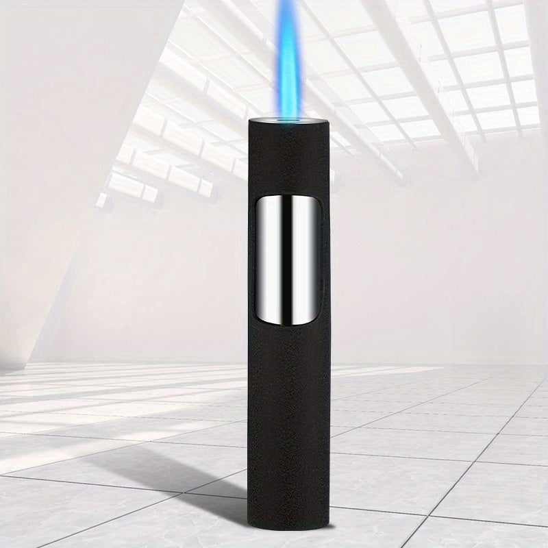 Stylish Push Lighter Designed for Outdoor Use, Featuring a Windproof Design And a Straight Blue Flame. This Mini Portable Spray Torch Is Refillable with Butane Gas And Has an Adjustable Flame. It'S an Ideal Gift for Your Boyf