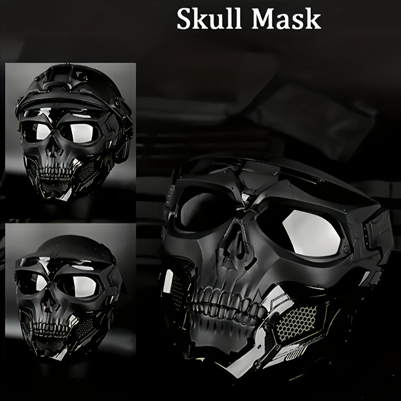 FAST Tactical And Skull Mask Set with Enhanced ABS, Adjustable Knob for CS Paintball Outdoor Activities Maximum Protection for Paintball, Hunting!Cosplay Photo Props, Bar Club Rave Party Supplies, Gift & Collection, Halloween