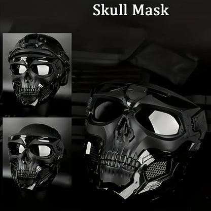 FAST Tactical And Skull Mask Set with Enhanced ABS, Adjustable Knob for CS Paintball Outdoor Activities Maximum Protection for Paintball, Hunting!Cosplay Photo Props, Bar Club Rave Party Supplies, Gift & Collection, Halloween