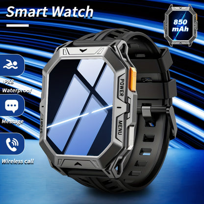 LIGE Smartwatch for men, IPX8 High Quality, 2.13-inch AMOLED screen, 100+ Sport mode, wireless call, Weather Display, 850mAh battery, 100 days of battery life, Sports Watch for iPhone and Android, black/grey