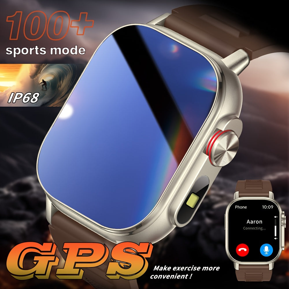Sports Extra Large Screen GPS Smart Watch, 2.01-inch Outdoor Multifunctional, LED Flashlight, Compass, Barometer, High Quality, HD Wireless Calling, Message Synchronization Reminder, Health Monitoring, Sleep Monitoring, 100+