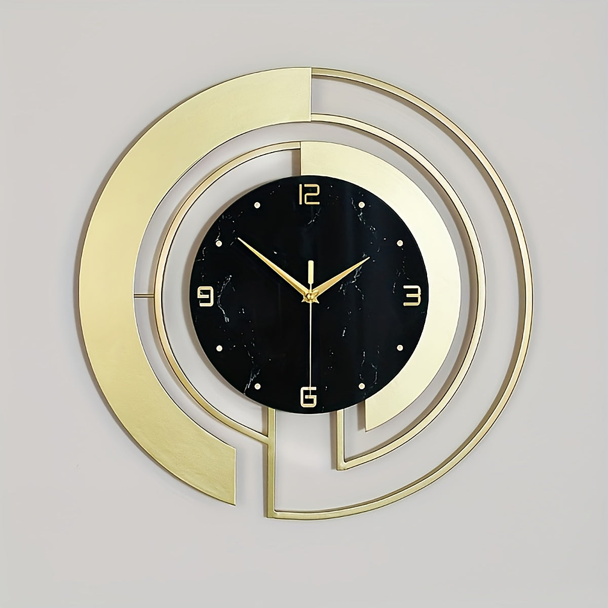 Creative Geometric Metal Wall Clock, Silent Art Decor for Living Room and Bedroom, Battery-Powered, Round Shape, AA Battery Required (Not Included) - Mi-Yi, Wall Clock Living Room