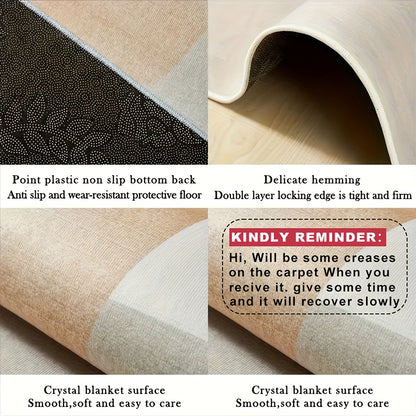 Crystal Velvet + 750g per square meter + Non-slip Point Plastico Bottom + Bottom Point Plasto Flower Pattern Craft 1pc Crystal Velvet Home Decor Music Tape Pattern Versatile Decoration Style, Living Room Carpet, Sofa Pad, Doo