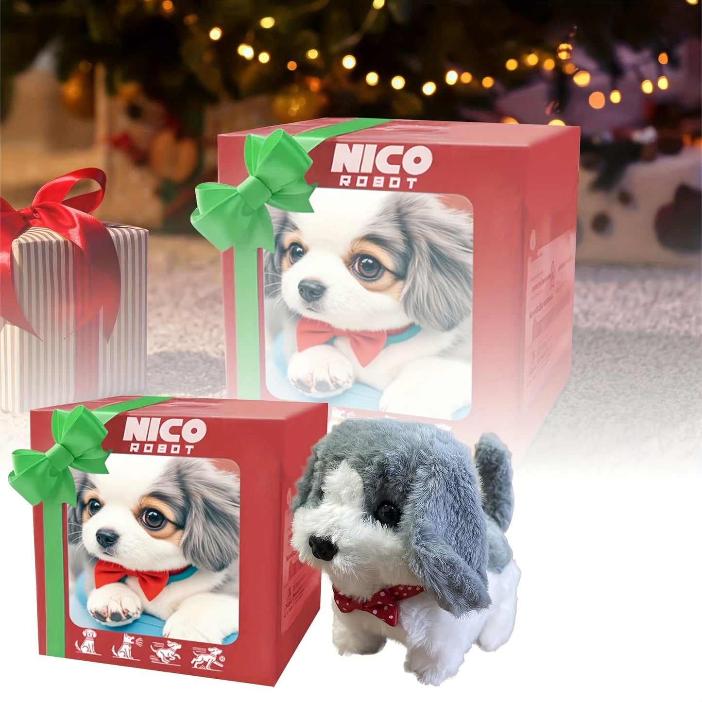 A Robotic Puppy Toy That Mimics Real Movements And Sounds - a Light Brown Plush Companion for, Designed to Aid in Motor Skills Development, Featuring a Playful Packaging And Detailed Fur Texture.