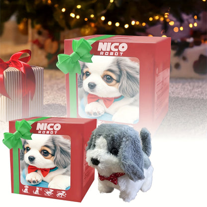 A Robotic Puppy Toy That Mimics Real Movements And Sounds - a Light Brown Plush Companion for, Designed to Aid in Motor Skills Development, Featuring a Playful Packaging And Detailed Fur Texture.