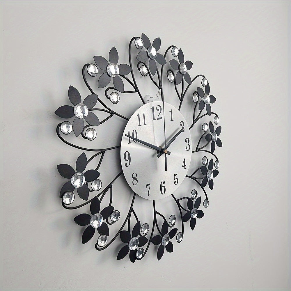 1pc Modern Minimalist Large Round Wall Clock with Black Hands & White Face - Large Easy-to-Read Numerals, Black Frame, Beige/White/Gray Tones - Iron Construction for Living Room, Bedroom, Kitchen, Office - Quiet Sweep Movemen
