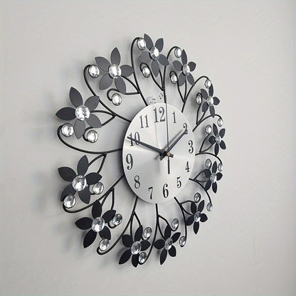 1pc Modern Minimalist Large Round Wall Clock with Black Hands & White Face - Large Easy-to-Read Numerals, Black Frame, Beige/White/Gray Tones - Iron Construction for Living Room, Bedroom, Kitchen, Office - Quiet Sweep Movemen