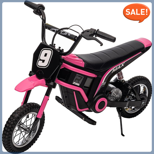 Christmas Gifts Birthday Gifts for Kids Boys Girls Dirt Bike Electric, 350W Electric Motorcycle-Up to 14.29MPH, 2-Speed Modes Motorcycle for Kids Ages 8-12, Max Weight 135 Lbs Pink/Red/Green/Blue NO.9