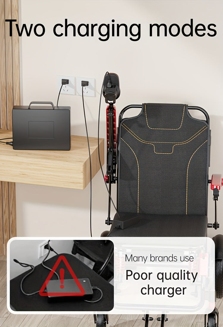 Ultra-lightweight Adult Electric Wheelchair, Only 39 Lbs, All-terrain Design, 18-mile Range, Foldable, Airline-approved Travel-ready with Long-range Battery, Perfect for Seniors And Travel.