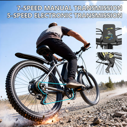 26 Inch Adult Electric 48V10Ah Removable Battery 740W Peak Motor 20 MPH All-Terrain Mountain E- with Front Suspension, Disc Brakes & LCD Display - Heavy-Duty Tire Conversion (Compatible with 110-240V) for Men &