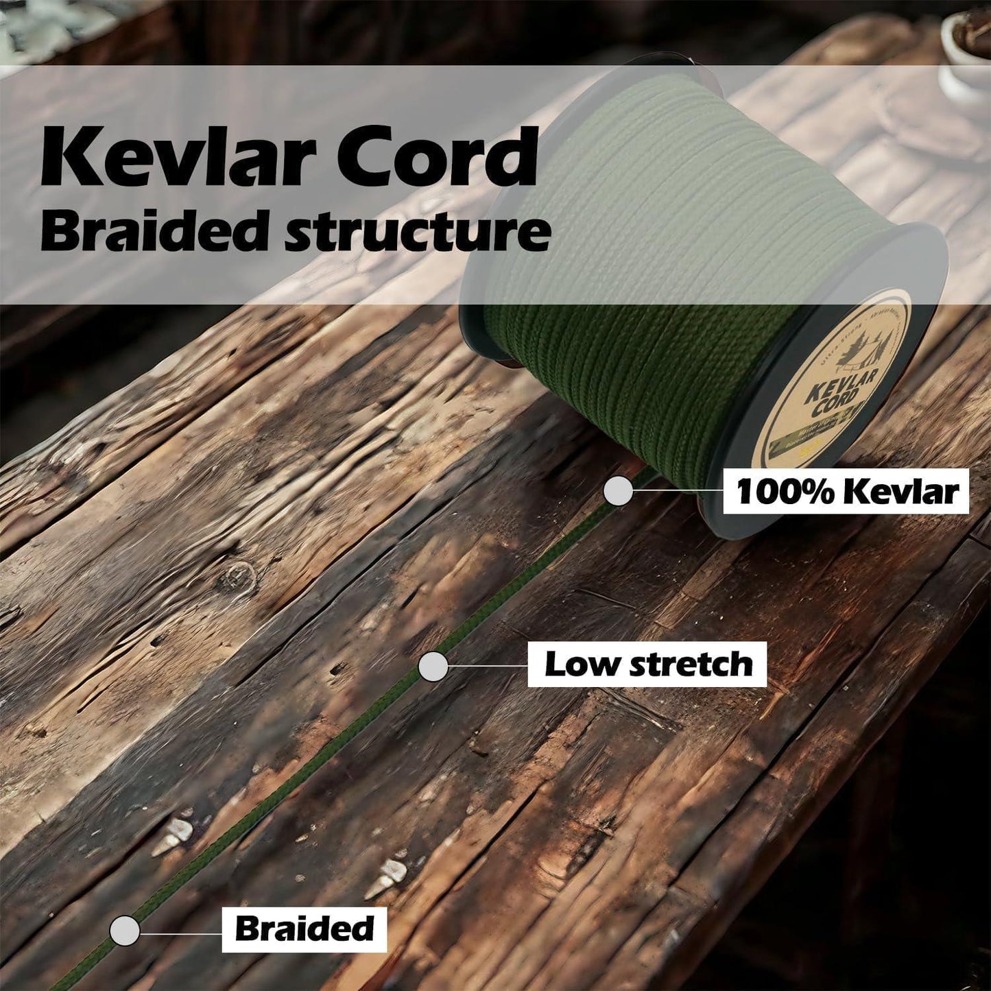 1 Roll (9KM/5.6 Miles) DWLIFE Heavy-Duty Kevlar Cord - -Grade Green-like White High-Strength Rope, Lightweight & Flexible Survival Cord for Camping,, Emergency Kits, Tents, Tarps (Compatible with KM Scale)