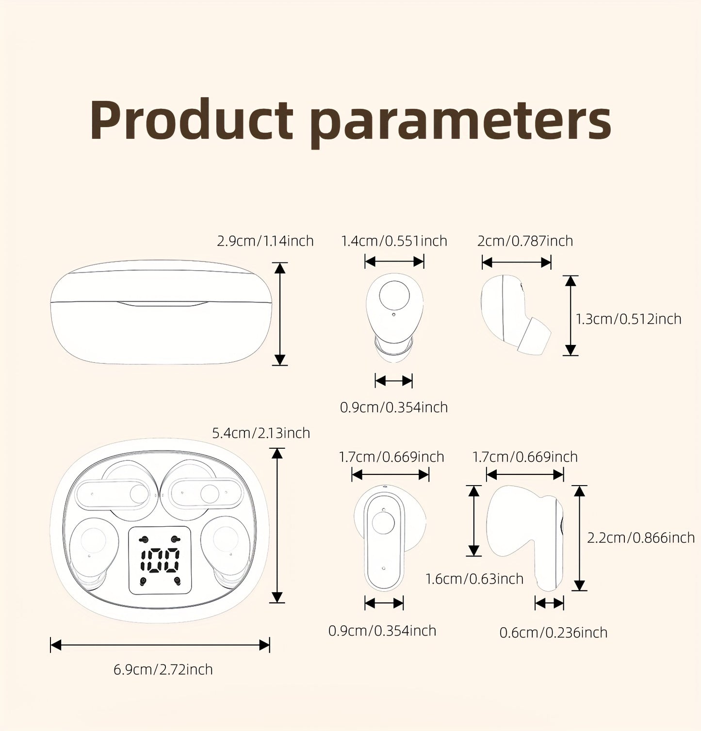 Ultra Small Mini Sleep, Short Handle Sports Wireless Earphones, HiFi Bass Stereo Dual Sound Quality 5.4 Wireless Earphones, Comfortable Noise Reduction Wearing, High-definition Digital Display With Microphone, Ultra Long Stan