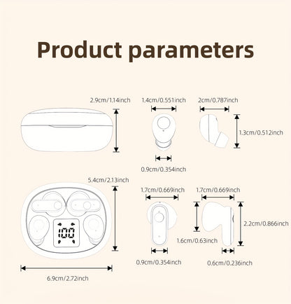Ultra Small Mini Sleep, Short Handle Sports Wireless Earphones, HiFi Bass Stereo Dual Sound Quality 5.4 Wireless Earphones, Comfortable Noise Reduction Wearing, High-definition Digital Display With Microphone, Ultra Long Stan