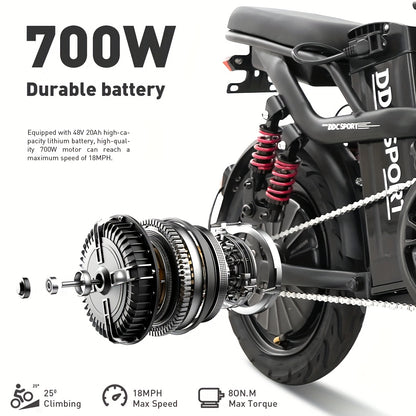 Foldable Electric Bike for Adults & Teens, M1 700W Ebike, 48V 20Ah Removable Battery 32km/h, LCD Display, Perfect for Back to College, Dual Disc Brakes, Commuting, Camping And Giving (Fall Deal)