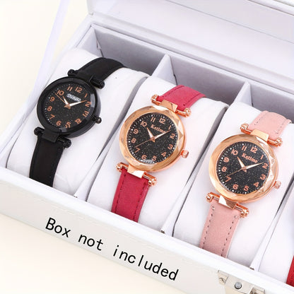 2/ 3pcs/ set Women Watch Set, PU Leather Simple Quartz Watch, Rectangle Fashion Dial, Gift for Women
