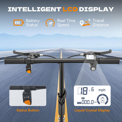 Hisent Adult Electric Scooter- 20 Mph, 740W Peak Motor, 10Ah/15Ah Lithium Battery, 15-40 Mile Range, 14 Foldable With Seat And Storage Box, Dual Suspension, Dual Brake System, Ample Storage, Alloy Steel Frame Durable, Commute