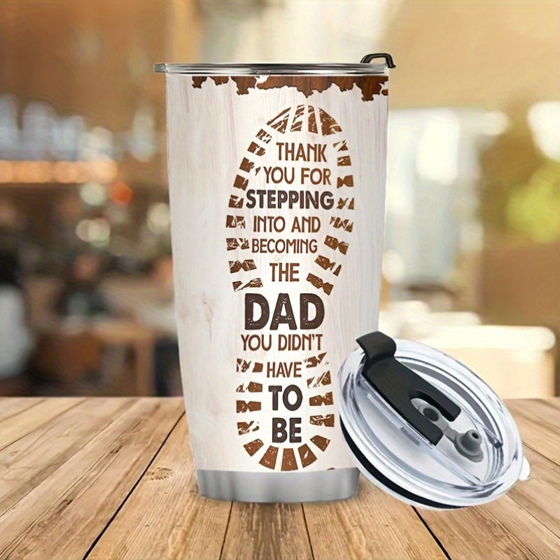 1pc 20oz Stepdad Tumbler - 12-Hour Insulated Stainless Steel Travel Mug with Lid & Straw, Stepfather Appreciation Gift (Step-Dad Design, -) - Dad from Step Daughter Son, Camping/Office/Coffee Cup for Stepdad Present