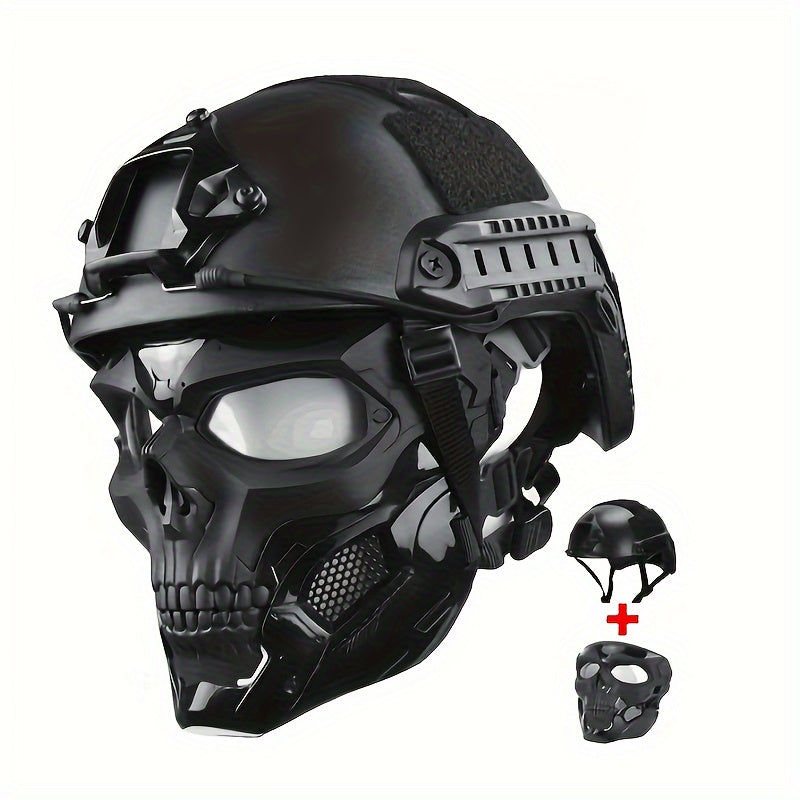 FAST Tactical And Skull Mask Set with Enhanced ABS, Adjustable Knob for CS Paintball Outdoor Activities Maximum Protection for Paintball, Hunting!Cosplay Photo Props, Bar Club Rave Party Supplies, Gift & Collection, Halloween