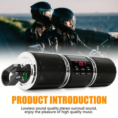 Wireless Motorcycle Audio - Motorcycle ATV Stereo Speakers - Handlebar Mount MP3 Music Player Audio Amplifier - AUX-in, USB, TF card, FM Radio