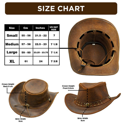 Men and Women Brown Genuine Leather Cowboy Western Hat – Classic Western Hat for Outdoor Adventures, Rodeo, Ranch, Country, Hiking, Travel, Festivals, Camping, Road Trips, Horse Riding, Costume, Halloween Parties – Stylis