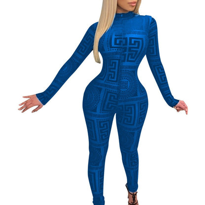 Women's Sexy Sheer Mesh Jumpsuit - Long Sleeve High Neck Bodysuit - Semi-Sheer Transparent Outfit (S-XXL) - Machine Washable All-Season Wear for Parties - Fashion Events - Tight-Fitting Lingerie Suit