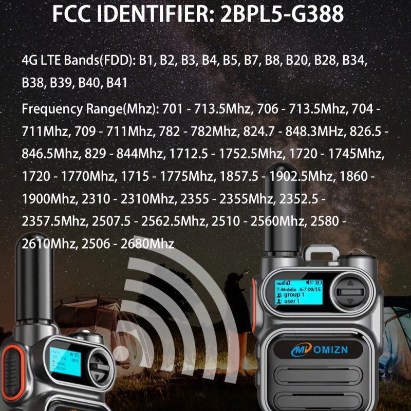 5000 Miles Long Range 4G/5G Push-to-Talk Over Cellular PTT Two-Way Radio with SIM Card - Nationwide Coverage, UHF Transceiver, USB Lithium-Polymer Battery, LCD Screen & -Theft Security for Business, Outdoor, Hunting, Construc