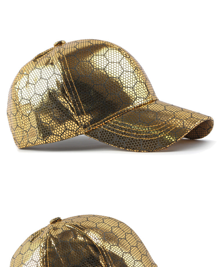 Men'S & Women'S Retro Reflective Cycling Baseball Cap - UPF Sun Protection Hard Brim, Breathable Mesh Back & Golden-Tone Visor, Lightweight Hip-Hop Style for Outdoor Sports, Cycling, Casual Wear - Unisex Spring Summer Hat