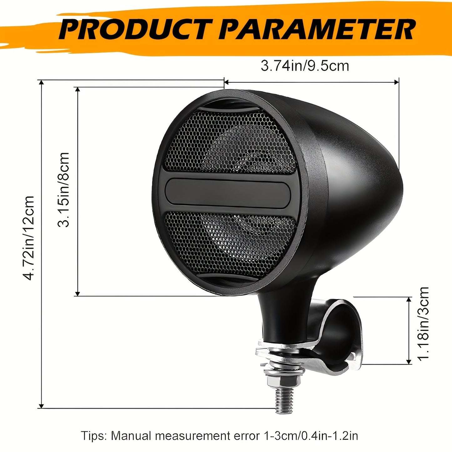 Motorcycle Speakers Waterproof Wireless Motorcycle Audio Stereo Speaker System with USB AUX Mp3 Music Player Fit for 1'' to 1.3'' Handlebar