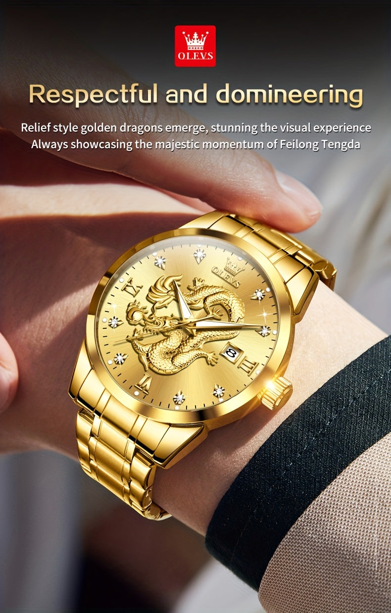 OLEVS New Luxury Business Luminous Quartz Stainless Steel Watches for Men Original Top Brand Fashion Men'S Wrist Watches Golden Trend High Quality Best Selling Men'S Watches, Fashion Watches for Men, Mechanical Watches for Me
