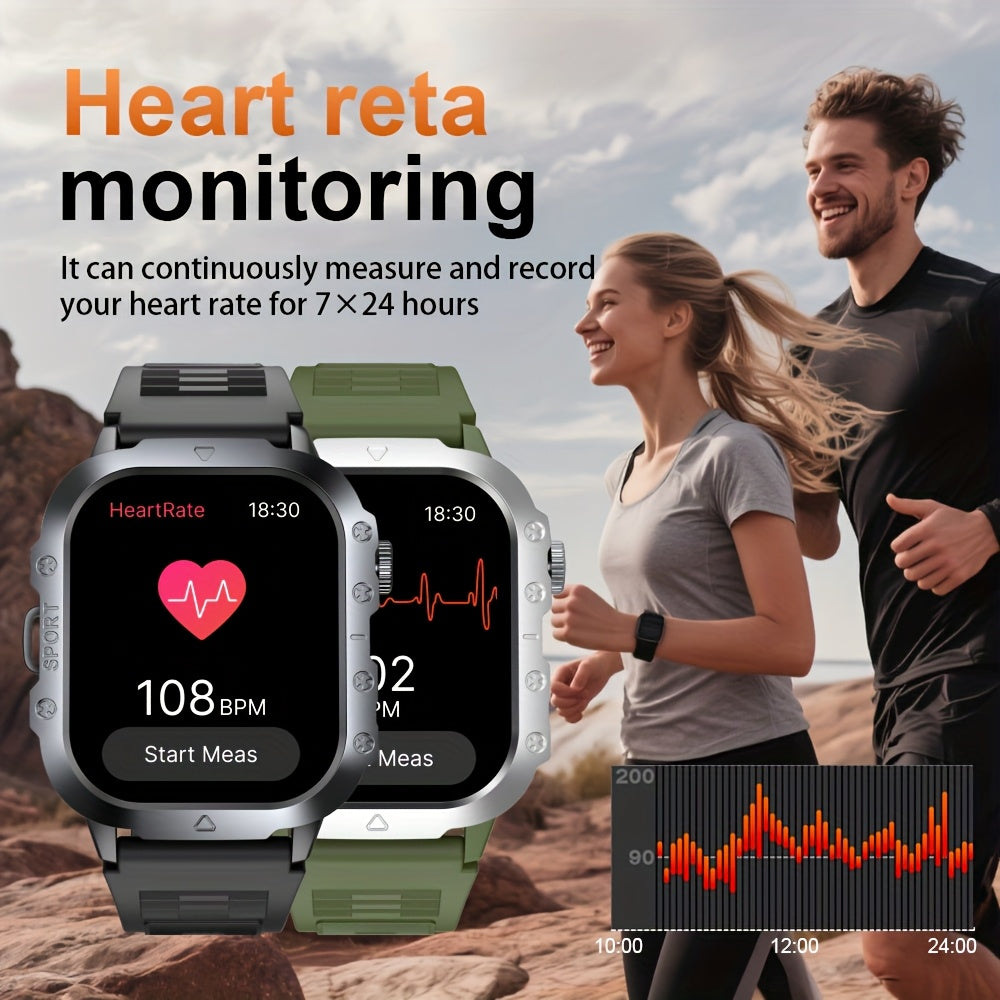GWENLAND New Smart Watch with 2.01 Large Screen, LED Flashlight, Outdoor Sports Watch, Altimeter, Barometer, 100+ Sports Modes, Multimedia Information Viewing, Weather Checker, Pedometer, Fitness Tracker, Perfect Gift for Fes