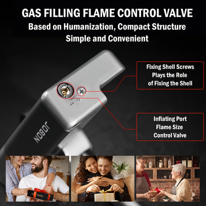 JOBON New 2-in-1 Angled Flame Lighter-Unique Side-Fire Design, Refillable, Adjustable Flame Torch with Premium Gift Box-Perfect Gift, Fiery Red (Butane Excluded)