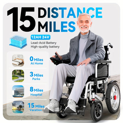 HOMYKING Ultra-Lightweight Electric Wheelchair, 360° Flexible Joystick Control, One-Second Foldable Design, 17-Mile Range, 3.5 MPH Max Speed - Perfect For Adults & Seniors - Ideal For Travel & Home Use