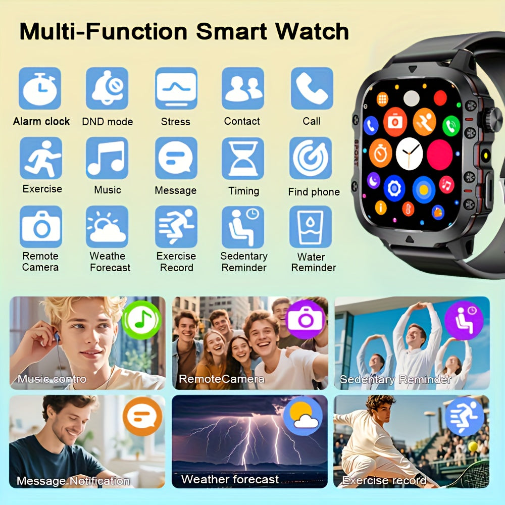 New Smart Watch for Men and Women - Wireless Calling/Text Messages/Multiple Sports Modes/Remote Camera Control/Fitness Tracker, Compatible with iPhone & Android, USB Charging, Silicone Strap, Modern Style, Clear Screen Displa