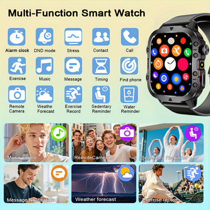 New Smart Watch for Men and Women - Wireless Calling/Text Messages/Multiple Sports Modes/Remote Camera Control/Fitness Tracker, Compatible with iPhone & Android, USB Charging, Silicone Strap, Modern Style, Clear Screen Displa