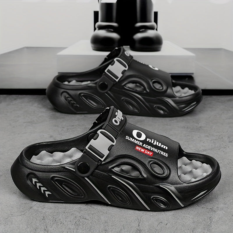 Men'S Slip-On Slippers - Lightweight Cushioned Sole, Non-Slip Backing - Soft EVA Indoor/Outdoor House Shoes for Home, Gym, Beach, Camping - Slip-Resistant Grip - All-Day Comfort - Unisex-like Design for Men & Women - Black/Or