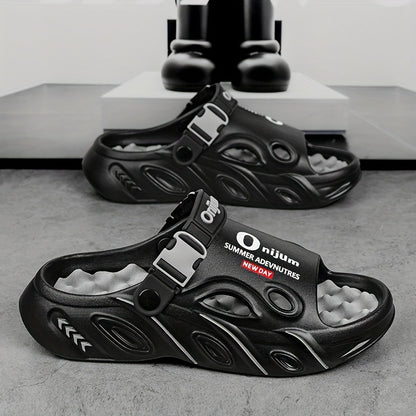 Men'S Slip-On Slippers - Lightweight Cushioned Sole, Non-Slip Backing - Soft EVA Indoor/Outdoor House Shoes for Home, Gym, Beach, Camping - Slip-Resistant Grip - All-Day Comfort - Unisex-like Design for Men & Women - Black/Or