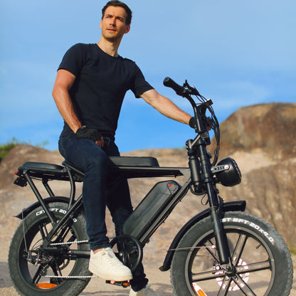 Electric Bike, V8 Electric Mountain Bike With 740W Motor 48V 15Ah Removable Larger Battery 25km/h 20" Fat Tire E Bike 7-Speed Adult Electric Bicycles, Electric Dirt Bike, Electric Mountain Bike, Electric Bicycle For Adults, E