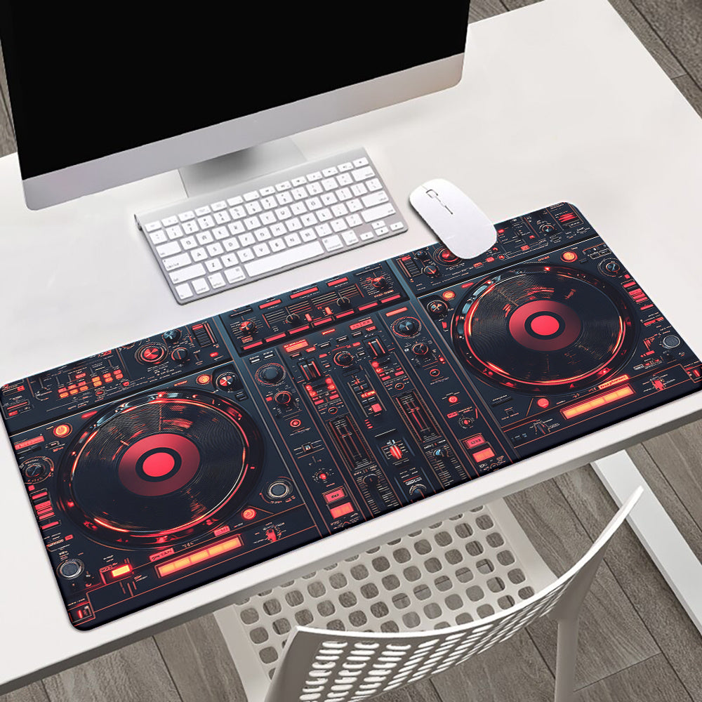DJ Control Panel Rubber Anti-Slip Mouse Pad - Black with Red & Orange LED Lights, Ideal for Gaming & Office Use, Office Desk Mat|Modern Desk Mat|Durable Desk Mat, Mouse Pads for Desk
