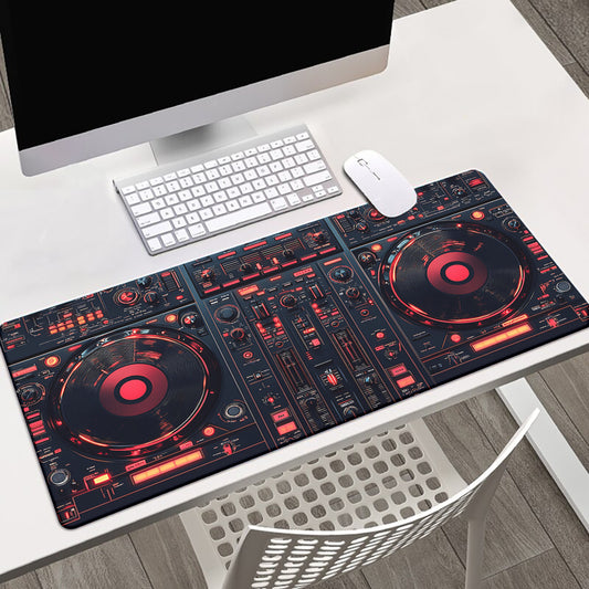 DJ Control Panel Rubber Anti-Slip Mouse Pad - Black with Red & Orange LED Lights, Ideal for Gaming & Office Use, Office Desk Mat|Modern Desk Mat|Durable Desk Mat, Mouse Pads for Desk