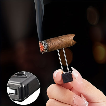 Cigar Lighter Torch Lighter Triple Flame Butane. Refillable Lighter with Cigar Holder, All-in-one Lighter, Stylish Men's Gift. Portable Lighter Perfect Suitable for Outdoor, Indoor, BBQ, Candle. Windproof Torch Lighter(Butane