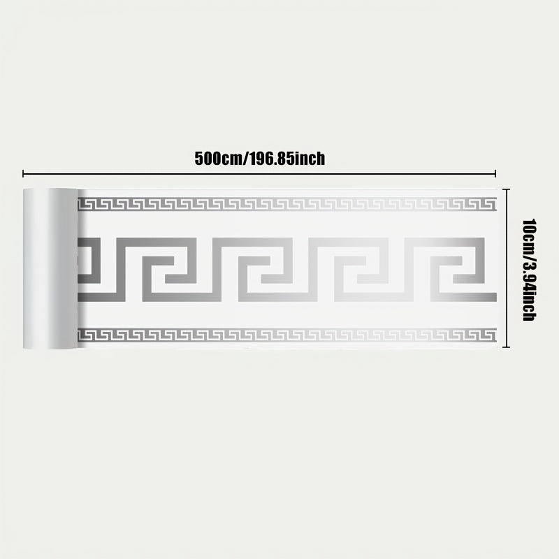 1 Roll, 197 inches x 3.94 inches, Large Roll Thickened Version, European Style Marble Tile Panel Wallpaper, Self-Adhesive PVC Faux Brick, Peel and Stick, DIY Removable No Residue, Waterproof, Wear-Resistant, Long Lifespan, Be