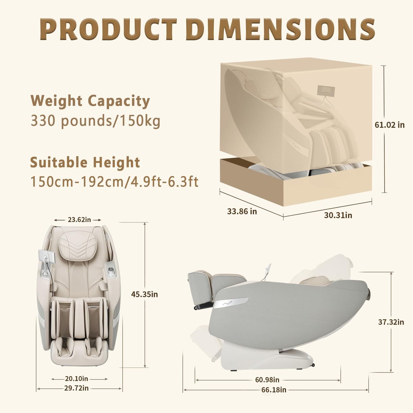 3D Massage Chair Full Body Zero Gravity Recliner - with Heated Heat, 12 Auto Massage Modes, Shiatsu Foot Massage, with 55" SL Track, 28 Airbags Massage, Foot Roller