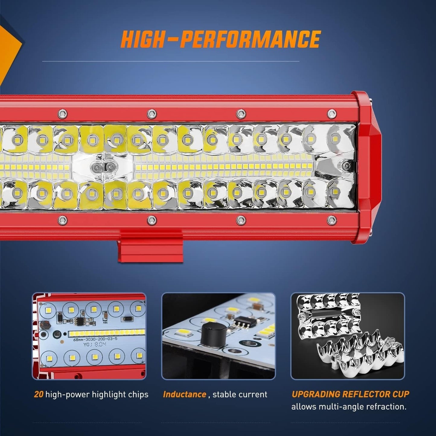 WAYWE 12 Inch LED Light Bar Triple Row Flood Combo Lights With Wiring Harness Kit For Driving Light Work Light On Off-Road Truck SUV ATV UTV For Car Party For Christmas Gift For New Year Gift Father'S Day Gift, Without Batter