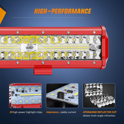 WAYWE 12 Inch LED Light Bar Triple Row Flood Combo Lights With Wiring Harness Kit For Driving Light Work Light On Off-Road Truck SUV ATV UTV For Car Party For Christmas Gift For New Year Gift Father'S Day Gift, Without Batter