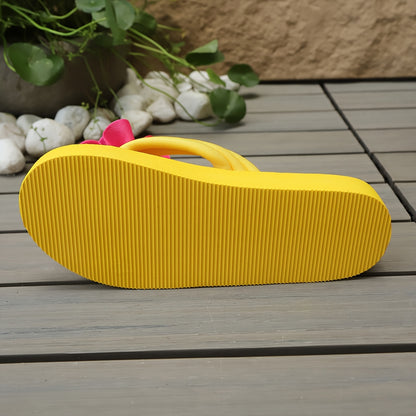 Women's Slip-On Floral sandal - Slipresistant Rubber Sole, Pink & Yellow Floral pattern, Cushioned insole - All-Season Beach, Casual, Formal Footwear - Easy-Clean Women's Shoes