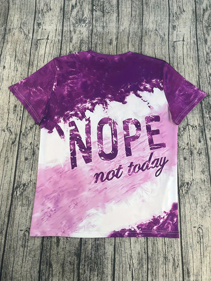 Women'S Plus Size Tie-Dye Graphic T-Shirt - NOPE Not Today Bold Statement Tee in Purple & White, Relaxed Fit Crew Neck Summer Top - Breathable Everyday Casual Shirt for Women - Machine Washable Statement Outfit Essential, Out