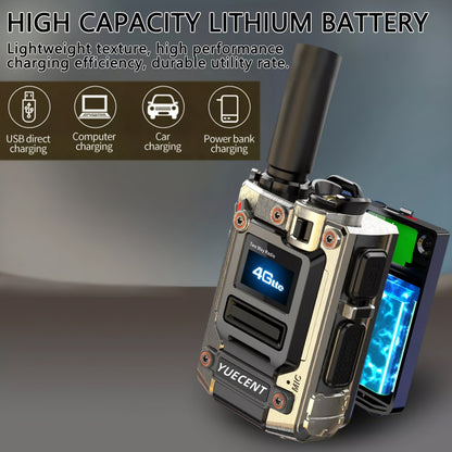 A YUECENT All-In-One 4G LTE Two-Way Intercom with SIM Card - a Heavy-Duty Portable Communication System, Long-Range (Over 30 Km / 18.6 Miles), Noise-Canceling Microphone And App Control, USB Powered for Quick Charging, Compat