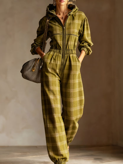 Printed Women'S Fashion Hooded Long-Sleeve Jumpsuit | Casual Style, Perfect for Spring/Fall, Brand: SCACTO